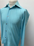 vintage  Urban Village Vintage  urban village  turqoise  tootal  mens  long sleeve  L  disco  dagger collar  collar  button  blue  big collar  70s  1970s