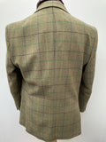 vintage  Urban Village Vintage  retro  pockets  mens  L  Jacket  Green  Cotton  coat  checkered  checked  check lining  check coat  check  button down  blazer jacket  Blazer  70  3 button  1970s