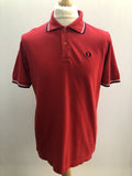 Fred Perry 100% Cotton Pique Polo Top in Red - Size M