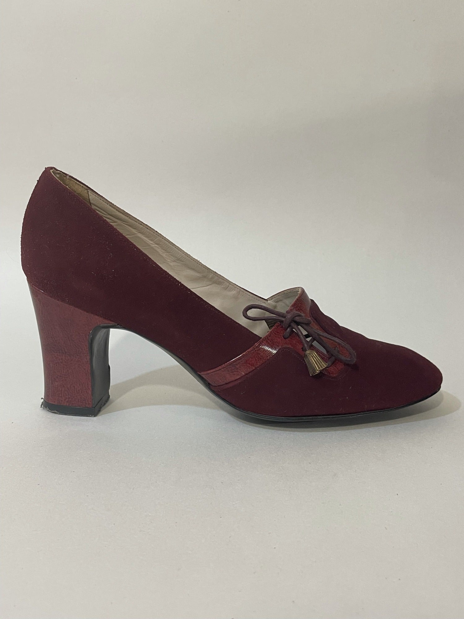 womens  vintage  Urban Village Vintage  urban village  shoes  round toe  red  peaky blinders  heels  claret  70s  5  20s  1970s  1920s