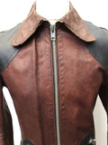 vintage  sears  Rare  Oxblood  mens  M  Leather  Jacket  Black  Beagle collar  70s  60s  1970s  1960s