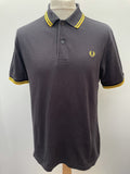 Classic Fred Perry Polo Top in Black & Yellow - Size L
