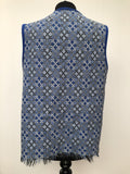 wool  womens  welsh wool  welsh  waistcoat  vintage  vest  Urban Village Vintage  tapestry  frayed hem  blue  60s  1960s  16
