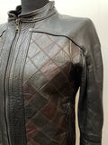 womens jacket  womens coat  womens  vintage  Urban Village Vintage  patterned  patchwork  Leather Jacket  Leather Coat  Leather  Jacket  cropped  8-10  8  70s  1970s
