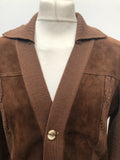 vintage  Urban Village Vintage  Suede  pockets  Pierre Sangan  Mens jacket  mens coat  L  knitted  jacket  decorative buttons  cardigan  cardi  button down  brown  70s  70  1970s