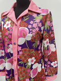 womens shirt  womens  vintage  Urban Village Vintage  urban village  summer blouse  retro  printed shirt  print blouse  pink  MOD  long sleeve  floral shirt  floral print  floral  collar  button down  button  blouse  big collar  60s  1960s