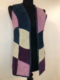 womens  waistcoat  vintage  Urban Village Vintage  urban village  Suede Jacket  Suede  sleevless  sleeveless  retro  purple  Patchwork waistcoat  patchwork  multi  mod  Jacket  Blue  60s  60  1960s  1960  12