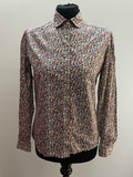1970s Paisley Print Blue, Red and White Cotton Blouse by Jaeger - Size UK 10