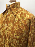 vintage  Urban Village Vintage  urban village  top  Shirt  Printed T-Shirt  printed shirt  printed  print  orange  Mens Shirts  mens  long sleeves  Long sleeved top  long sleeve  Lens  floral shirt  floral  dagger collar  button  70s  1970s