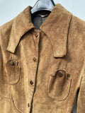 womens  vintage  Urban Village Vintage  Suede Jacket  Suede  sand  light brown  Jacket  collar  brown  big collar  Beagle collar  8  70s  70  6/8  6  1970s