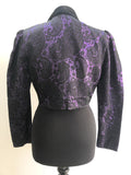 womens  vintage  Velvet collar  velvet  Urban Village Vintage  short  retro  Quorum  purple  patterened blazer  metallic  Jacket  evening wear  cropped  blazer jacket  Blazer  black  70s  1970s  12