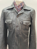 vintage  Urban Village Vintage  urban village  retro  ren  pockets  Navy  MOD  Mens jacket  mens  M  long sleeves  long sleeve  Leather  Jacket  collar  chest pockets  button down  button  big collar  70s  1970s