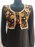 womens  vintage  Urban Village Vintage  red  purple  orange  multi  long sleeves  lace up  floral print  floral fabric  floral dress  dresses  dress  brown  balloon sleeves  balloon sleeve  balloon  autumnal  autumn  8  60s  60  1960s