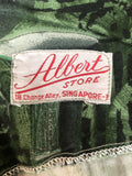 womens  waist belt  vintage  vase print  Urban Village Vintage  short sleeved  short sleeve  shift dress  Green  50s  1950s  10