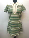 womens  vintage  Urban Village Vintage  Stripes  retro  MOD  mini dress  mini  green  dress  70s