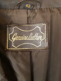1970s Leather Fitted Jacket - Dark Brown - Size L