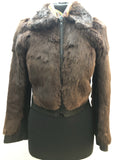 1970s Coney Fur and Suede Bomber Jacket in Brown - Size UK 8