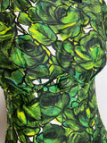 womens  vintage  urban village  swing dress  spring  rockabilly  print  leafy  leaf print  leaf  green  full skirt  floral  fitted waist  dress  day dress  cotton dress  clothing  50s  1950s  10