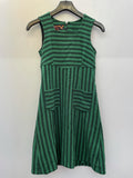 Vintage 1970s Striped Dress in Green - Size UK 6