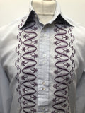womens  vintage  Urban Village Vintage  urban village  Shirt  M  long sleeves  long sleeve  Embroidered  dagger collar  collar  blue  70s  70