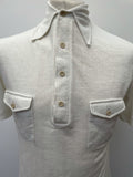 white  vintage  Urban Village Vintage  urban village  short sleeved  short sleeve  pockets  off white  mens  M  knitwear  knitted  knit  harvanson  four button  disco  dagger collar  collar  chest pockets  big collar  70s  1970s