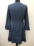 womens  vintage  Urban Village Vintage  summer dress  pleat sleeves  pleat detail  mini dress  long sleeve  dress  button front  blue  60s  1960s  10