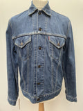 vintage  Urban Village Vintage  urban village  pockets  mens  long sleeve  levis strauss  levis  levi strauss  levi  L  Denim jacket  denim  collar  button  brown stitch  blue  belted dress  70s  1970s