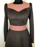 womens  vintage  Stripes  retro  dress  brown  8  70s  1970s