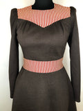 womens  vintage  Stripes  retro  dress  brown  8  70s  1970s