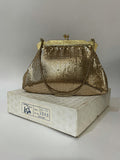 1950s Gold Chain Mail Small Kiss Lock Evening Bag