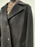 wool coat  Wool Blend  womens  wetherall  vintage  Urban Village Vintage  urban village  red  pure wool  pockets  made in england  long sleeves  long sleeve  long length coat  long length  long coat  lapels  Jacket  button down  black  70s  1970s  16