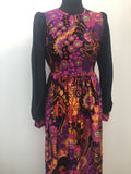 womens  vintage  Urban Village Vintage  patterned  multi  maxi dress  long sleeves  long dress  floral print  floral dress  floral  dress  by Caprice  balloon sleeves  70s  1970s  10
