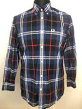 Fred Perry Button Down Check Shirt in Blue and Red - Size L