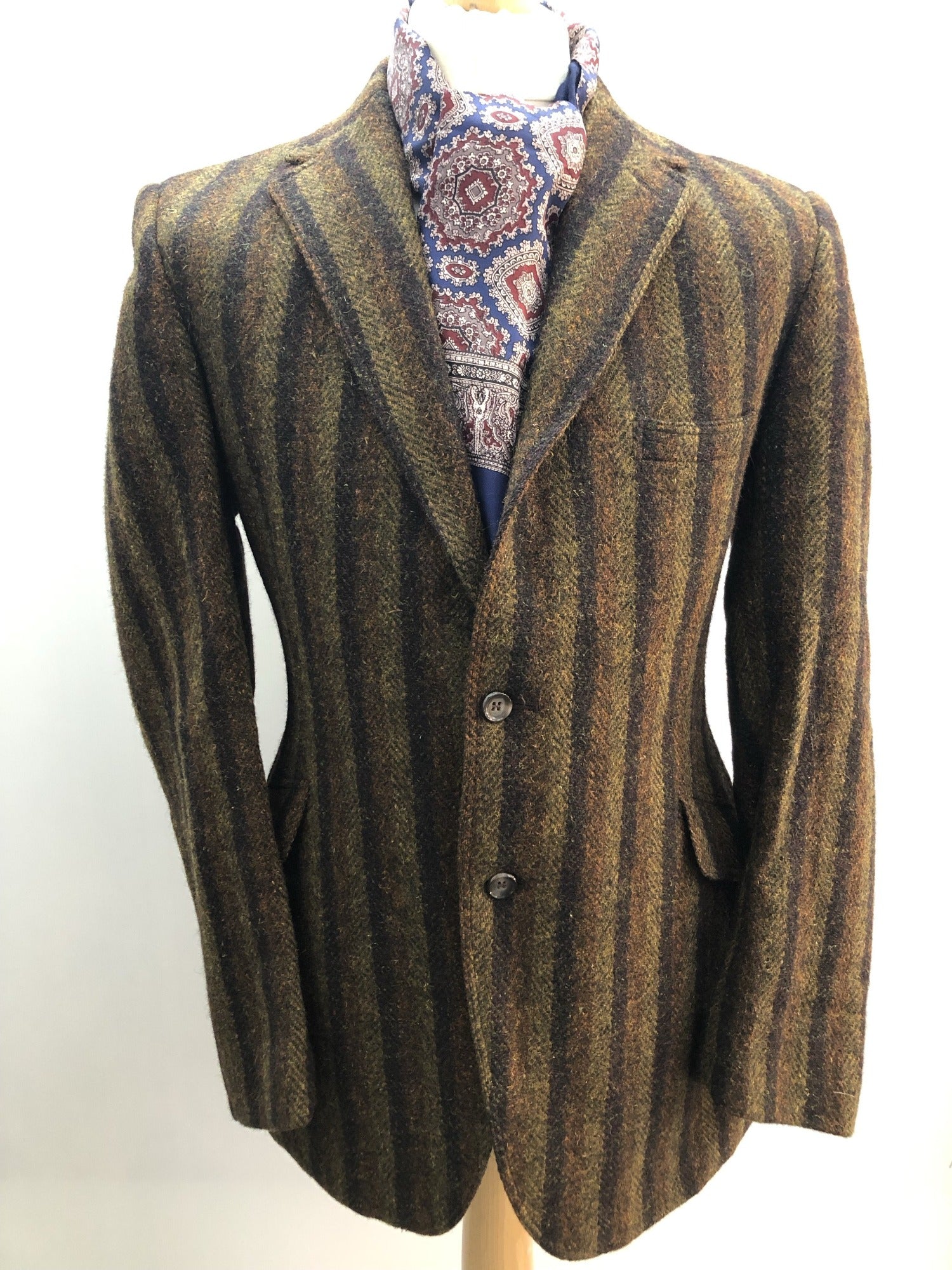 70s  70  1970s  vintage  Urban Village Vintage  Tweed  Stripes  Ralph Henry  mens  L  Jacket  Harris Tweed  fully lined  brown  blazer jacket  Blazer