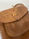 woodstock  womens bag  womens  vintage  Urban Village Vintage  toro  tooled  tan  spanish  Shoulder bag  shoulder  One Size  leather etched  Leather  hippy  hippie  hand bag  festival  embossed  bull design  brown  bag  accessories  70s style  70s  1970s