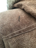 8  womens  Winter Coat  vintage  Urban Village Vintage  urban village  tan  Suede Jacket  Suede  sheepskin collar  Sheepskin  shearling  retro  quilted lining  quilted  pockets  long sleeve  Jacket  hippy  hippie  highway  coat  button down  brown  60s  1960s