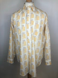 1970s Dagger Collar Rectangular Patterned Shirt - Size UK XL