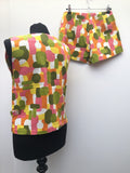 womens  waistcoat  vintage  vest  Urban Village Vintage  two piece  tunic top  tunic  trousers  top  shorts set  psychedelic  psych  multi  lace up  hippie  festival  boho  bohemian  60s  1960s