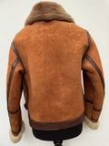 zip front  zip  womens  vintage  Urban Village Vintage  urban village  Suede Jacket  Suede  Sherpa  pockets  midi  long sleeves  long sleeve  leather trim  Leather stripe  Leather detailing  Leather  flying  collar  brown  bomber jacket  bomber  70s  1970s  14