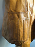vintage  Urban Village Vintage  urban village  pockets  mens  L  long sleeve  Leather Jacket  Leather Coat  Leather  Jacket  collar  brown leather  brown  big collar  70s style  70s  1970s
