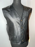 XL  waistcoat  vintage  Vera Pelle  Urban Village Vintage  urban village  sleeveless  pockets  mens  Leather  front pockets  deadstock  dark brown  button front  brown  70s  70  1970s
