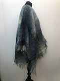 Wool  vintage  poncho  One Size  Mohair  Heather Glen  cape  blue  60s  1960s