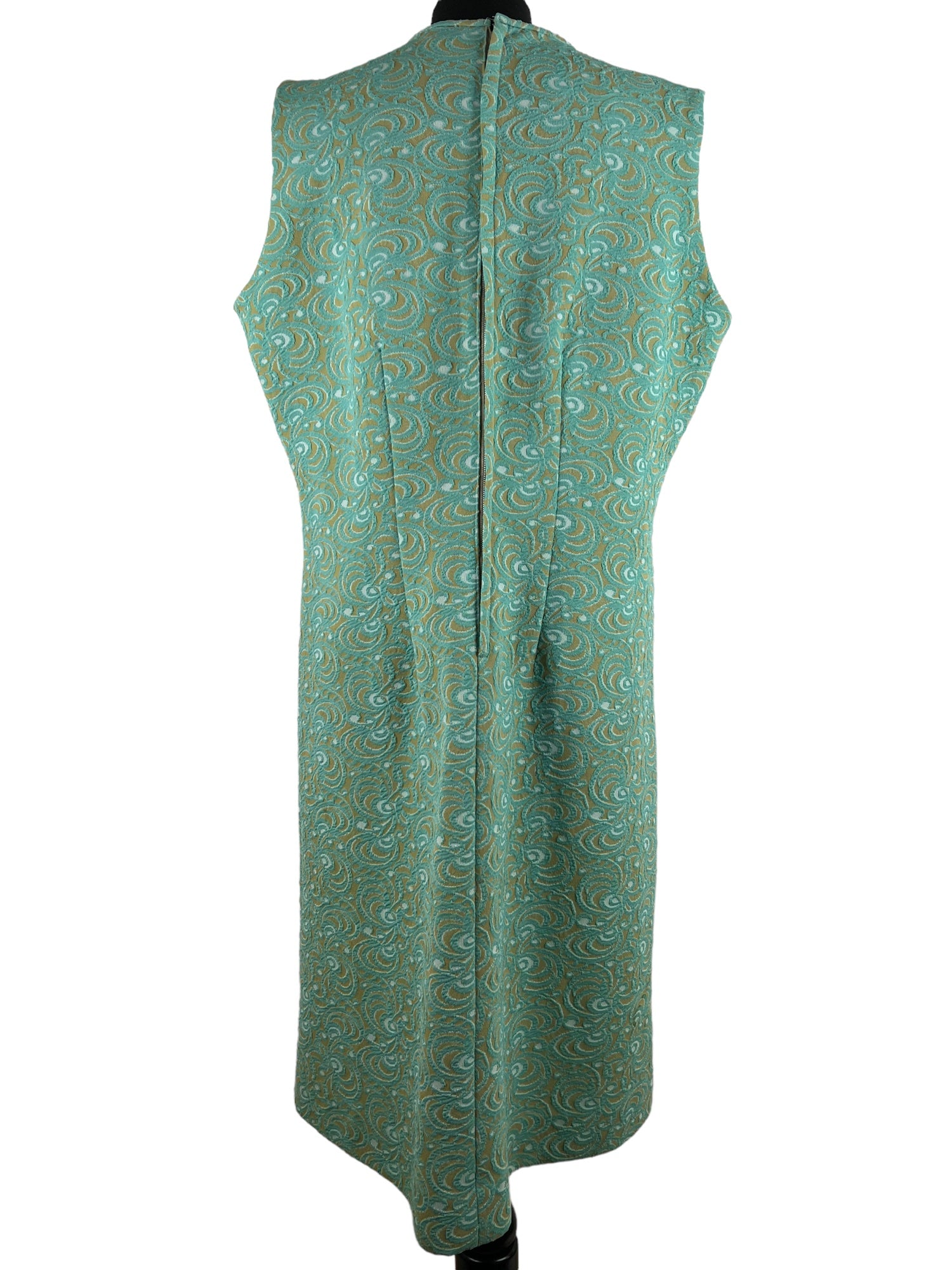 Vintage 1960s Patterned Dress in Blue Size UK 16-18 Mod