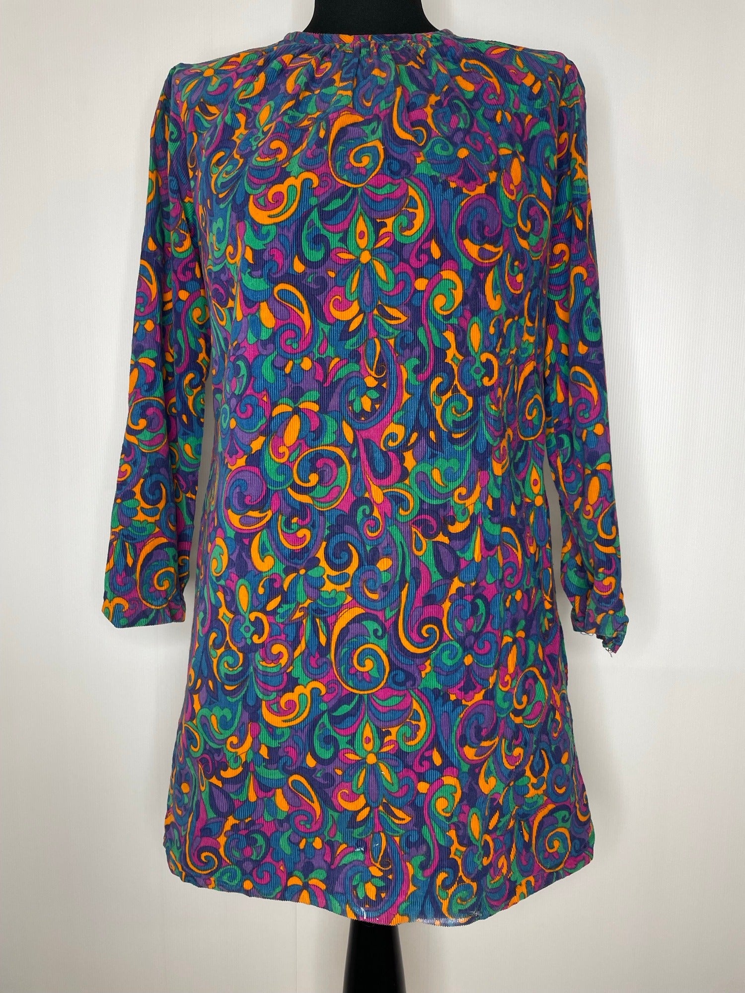 60s psychedelic mini dress 60s Psychedelic Paisley Print Mini Dress