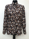 1970s Square and Floral Print Shirt - Size 16