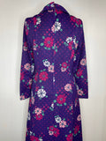 womens  vintage  velvet  Urban Village Vintage  urban village  purple dress  purple  pointed collar  party dress  maxi dress  maxi  long sleeve  long length dress  large collar  dress  daisy  collar  bow  70s  1970s  12