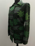 womens  vintage  Urban Village Vintage  urban village  tunic top  tunic  pointed collar  large collar  green  geometric  dagger collar  collar  black  70s  1970s  14  Online store