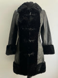 1960s Leather Faux Fur Trim Coat - Size 10