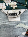 womens  vintage  Urban Village Vintage  urban village  sleeve  short sleeved  short sleeve  robe  retro  printed  print  oreiental  One Size  kimono  japanese  house jacket  Green  Cotton  100% cottton