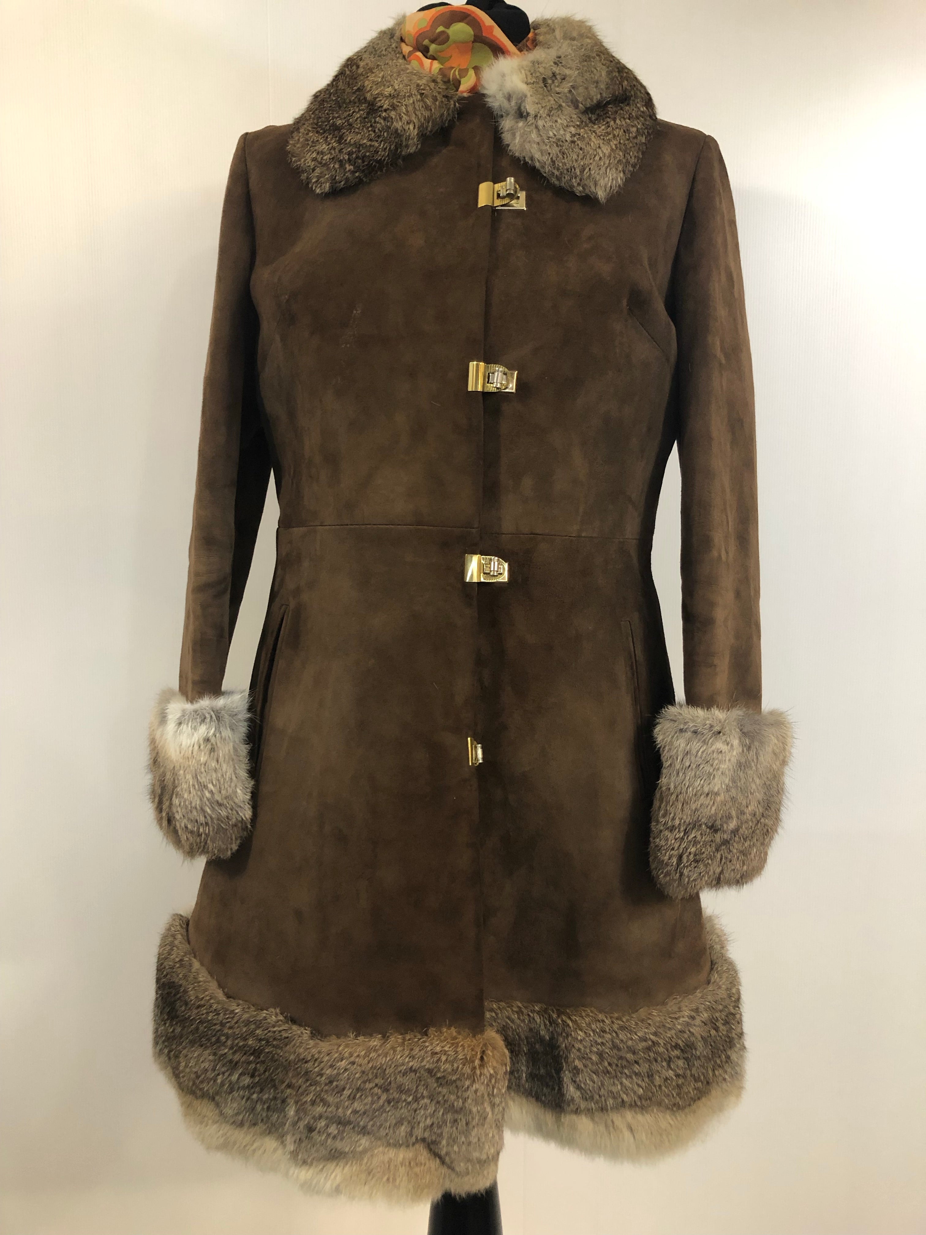 1960s Coney Fur and Suede Coat - Size UK 10